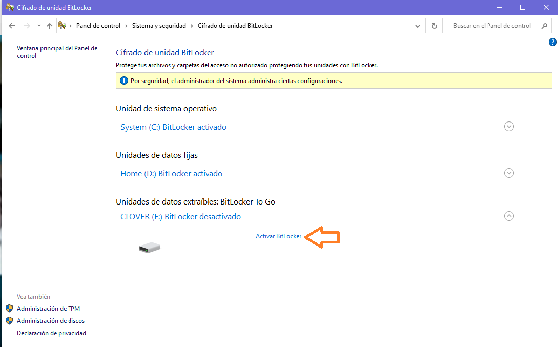ActivarBitlocker 